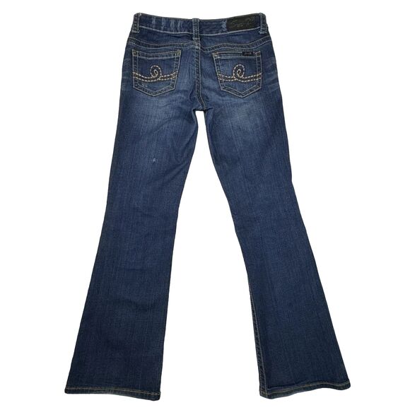 Y2K Seven7 Jeans Women’s Sz 29 Low Rise Bootcut Dark Wash Stretch Embroidered - Picture 7 of 11
